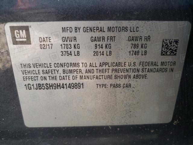 Photo 10 from auction – 2017 CHEVROLET SONIC LS with VIN 1G1JB5SH9H4149891