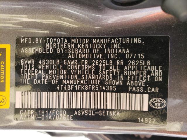 Photo 10 from auction – 2015 TOYOTA CAMRY LE with VIN 4T4BF1FK8FR514395