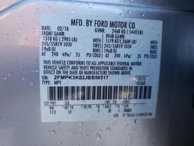 Photo 10 from auction – 2018 FORD EDGE TITAN with VIN 2FMPK3K82JBB56517