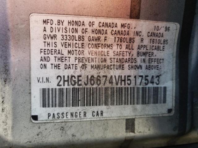 Photo 10 from auction – 1997 HONDA CIVIC LX with VIN 2HGEJ6674VH517543