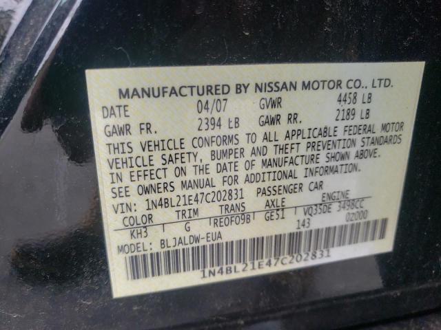 Photo 10 from auction – 2007 NISSAN ALTIMA 3.5 with VIN 1N4BL21E47C202831