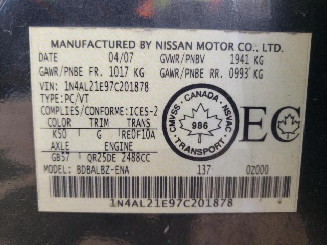 Photo 10 from auction – 2007 NISSAN ALTIMA 2.5 with VIN 1N4AL21E97C201878