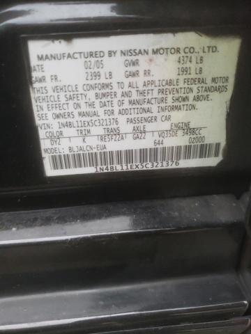 Photo 10 from auction – 2005 NISSAN ALTIMA SE with VIN 1N4BL11EX5C321376