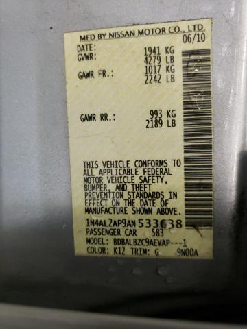 Photo 10 from auction – 2010 NISSAN ALTIMA BAS with VIN 1N4AL2AP9AN533638