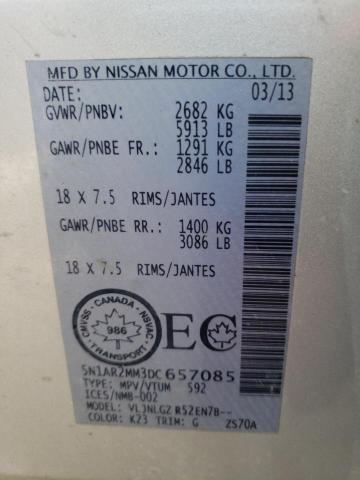 Photo 10 from auction – 2013 NISSAN PATHFINDER with VIN 5N1AR2MM3DC657085