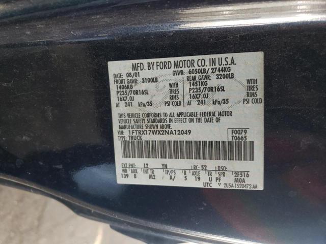 Photo 10 from auction – 2002 FORD F150 with VIN 1FTRX17WX2NA12049