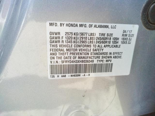 Photo 10 from auction – 2017 ACURA MDX with VIN 5FRYD4H3XHB036349