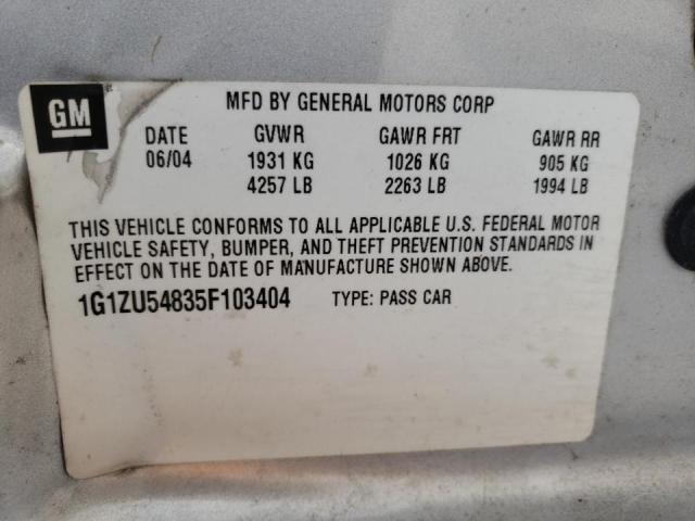 Photo 10 from auction – 2005 CHEVROLET MALIBU LT with VIN 1G1ZU54835F103404