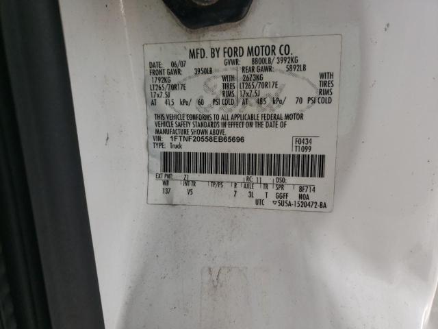 Photo 10 from auction – 2008 FORD F250 SUPER with VIN 1FTNF20558EB65696