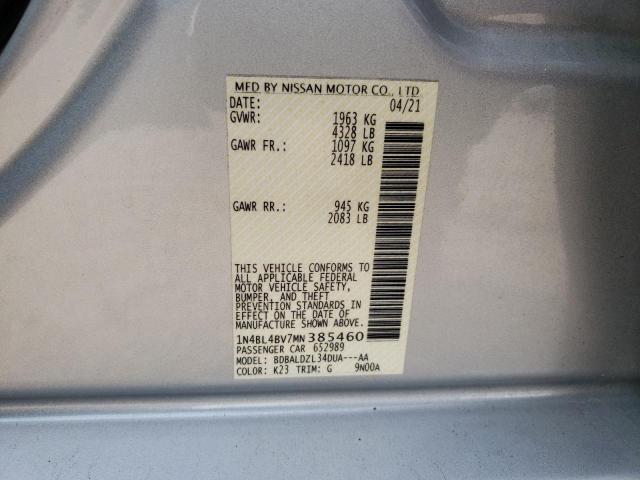 Photo 10 from auction – 2021 NISSAN ALTIMA S with VIN 1N4BL4BV7MN385460