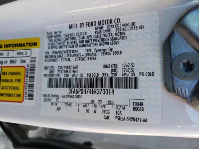 Photo 10 from auction – 2014 FORD FUSION SE with VIN 3FA6P0H74ER373014