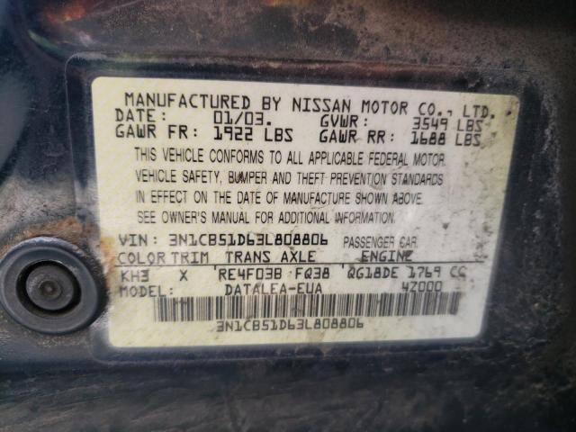 Photo 10 from auction – 2003 NISSAN SENTRA XE with VIN 3N1CB51D63L808806