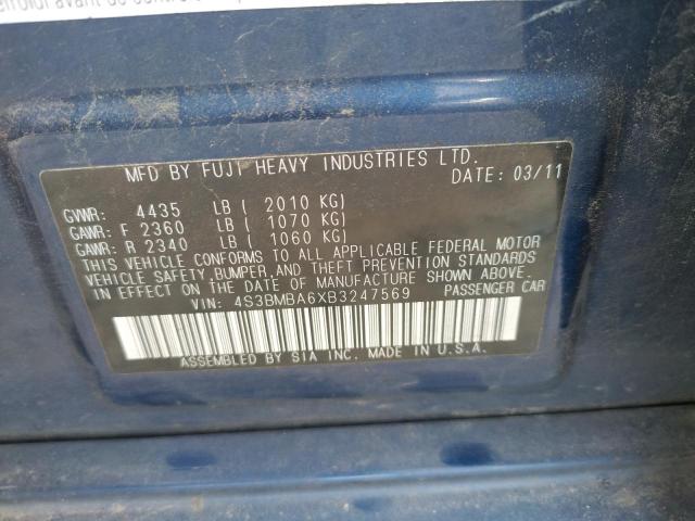 Photo 10 from auction – 2011 SUBARU LEGACY 2.5 with VIN 4S3BMBA6XB3247569