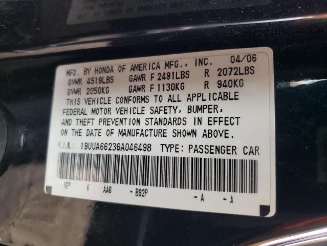 Photo 10 from auction – 2006 ACURA 3.2TL with VIN 19UUA66236A046498
