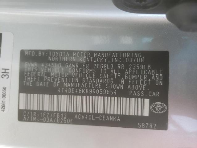 Photo 10 from auction – 2009 TOYOTA CAMRY BASE with VIN 4T4BE46K89R059654