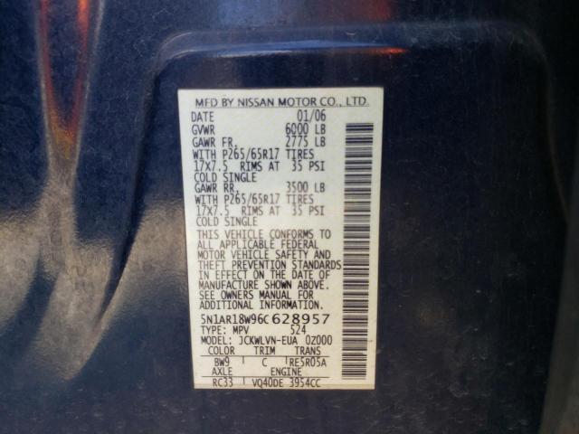 Photo 10 from auction – 2006 NISSAN PATHFINDER with VIN 5N1AR18W96C628957