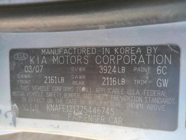 Photo 10 from auction – 2007 KIA SPECTRA EX with VIN KNAFE121775446745