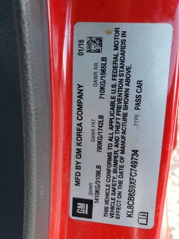 Photo 10 from auction – 2015 CHEVROLET SPARK LS with VIN KL8CB6S9XFC749734