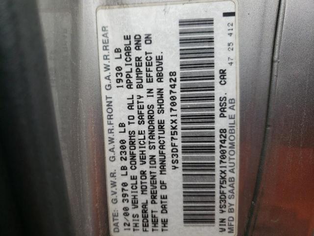 Photo 10 from auction – 2001 SAAB 9-3 SE with VIN YS3DF75KX17007428