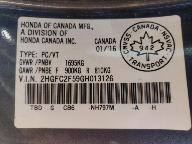 Photo 10 from auction – 2016 HONDA CIVIC LX with VIN 2HGFC2F59GH013126