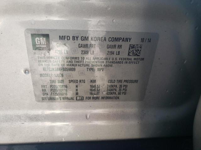 Photo 10 from auction – 2015 CHEVROLET TRAX LS with VIN KL7CJKSB4FB059809