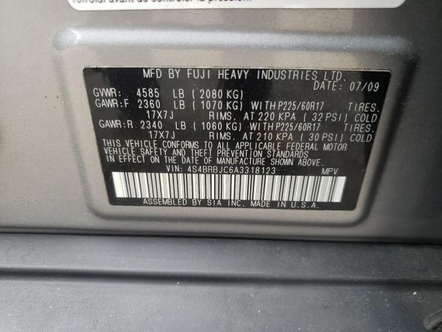 Photo 10 from auction – 2010 SUBARU OUTBACK with VIN 4S4BRBJC6A3318123
