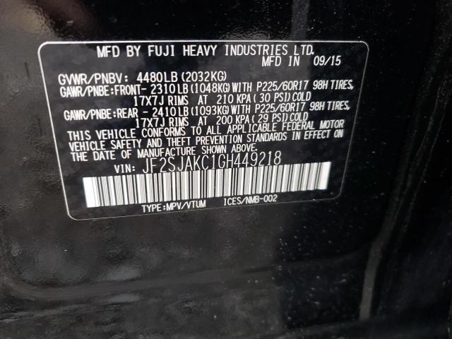 Photo 10 from auction – 2016 SUBARU FORESTER 2 with VIN JF2SJAKC1GH449218