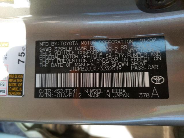 Photo 10 from auction – 2007 TOYOTA PRIUS with VIN JTDKB20UX73232549