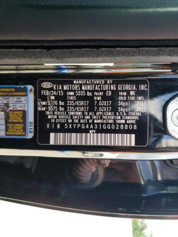 Photo 10 from auction – 2016 KIA SORENTO LX with VIN 5XYPG4A31GG028808