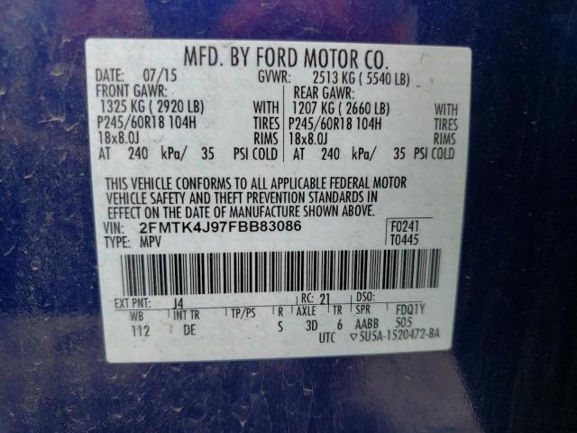 Photo 10 from auction – 2015 FORD EDGE SEL with VIN 2FMTK4J97FBB83086
