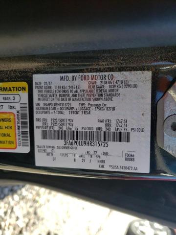 Photo 10 from auction – 2017 FORD FUSION SE with VIN 3FA6P0LU9HR315725