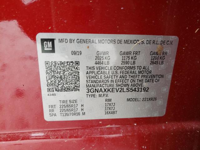 Photo 10 from auction – 2020 CHEVROLET EQUINOX LT with VIN 3GNAXKEV2LS543192