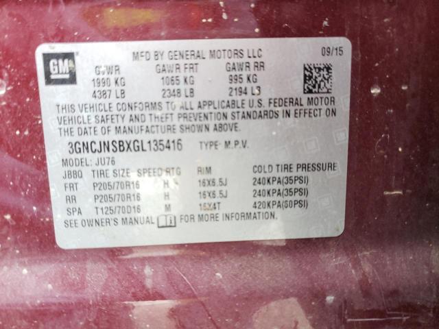 Photo 10 from auction – 2016 CHEVROLET TRAX LS with VIN 3GNCJNSBXGL135416