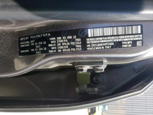 Photo 10 from auction – 2017 JEEP RENEGADE S with VIN ZACCJBAB1HPF31929