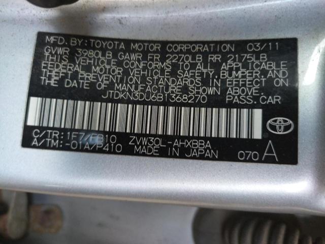Photo 10 from auction – 2011 TOYOTA PRIUS with VIN JTDKN3DU6B1368270