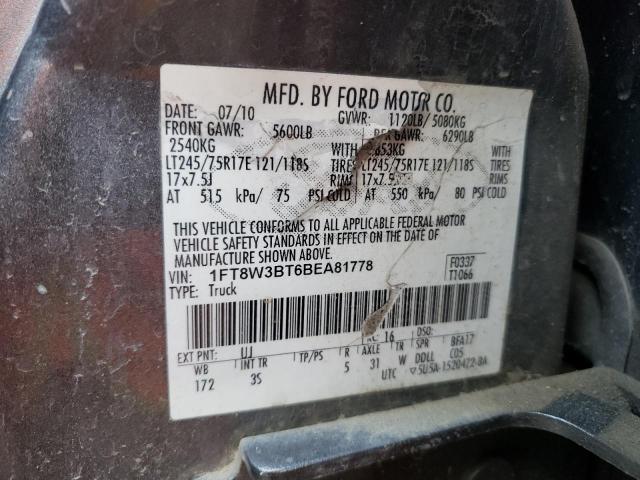 Photo 10 from auction – 2011 FORD F350 SUPER with VIN 1FT8W3BT6BEA81778