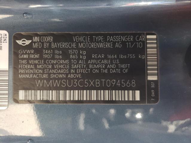 Photo 10 from auction – 2011 MINI COOPER with VIN WMWSU3C5XBT094568