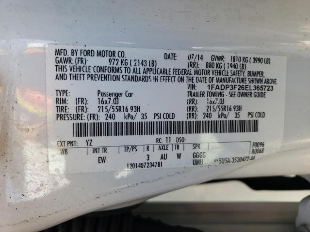 Photo 10 from auction – 2014 FORD FOCUS SE with VIN 1FADP3F26EL365723