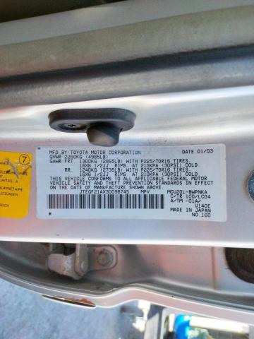 Photo 10 from auction – 2003 TOYOTA HIGHLANDER with VIN JTEGF21AX30098745