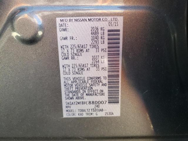Photo 10 from auction – 2015 NISSAN ROGUE S with VIN 5N1AT2MT8FC880007