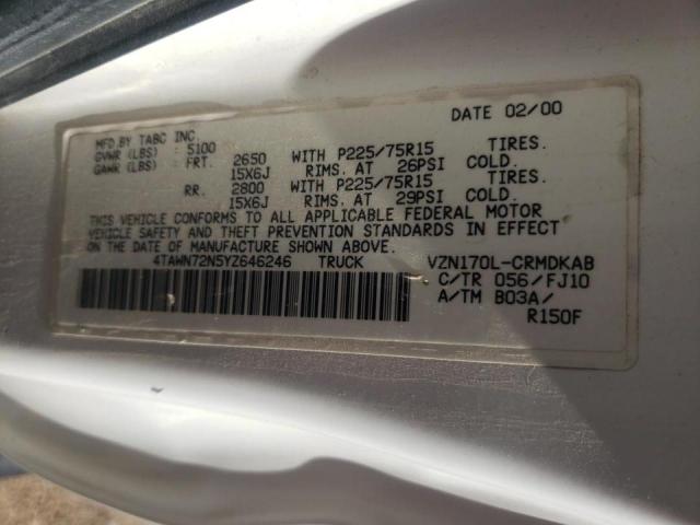 Photo 10 from auction – 2000 TOYOTA TACOMA XTR with VIN 4TAWN72N5YZ646246