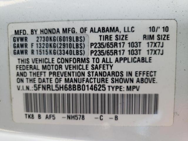 Photo 10 from auction – 2011 HONDA ODYSSEY EX with VIN 5FNRL5H68BB014625