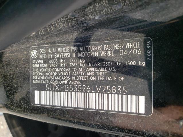Photo 10 from auction – 2006 BMW X5 4.4I with VIN 5UXFB53526LV25835