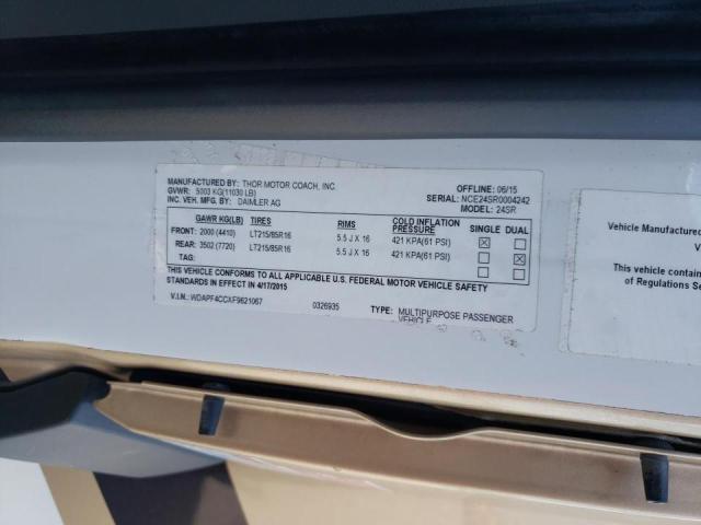 Photo 10 from auction – 2015 MERCEDES-BENZ SPRINTER 3 with VIN WDAPF4CCXF9621067