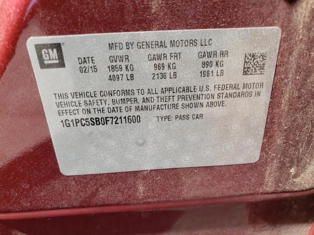 Photo 10 from auction – 2015 CHEVROLET CRUZE with VIN 1G1PC5SB0F7211600