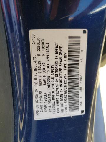 Photo 10 from auction – 2003 HONDA CR-V EX with VIN SHSRD78853U122253