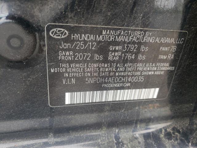 Photo 10 from auction – 2012 HYUNDAI ELANTRA GL with VIN 5NPDH4AE0CH140035