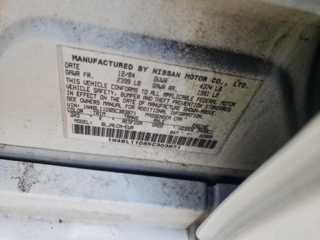 Photo 10 from auction – 2005 NISSAN ALTIMA SE with VIN 1N4BL11D85C303871