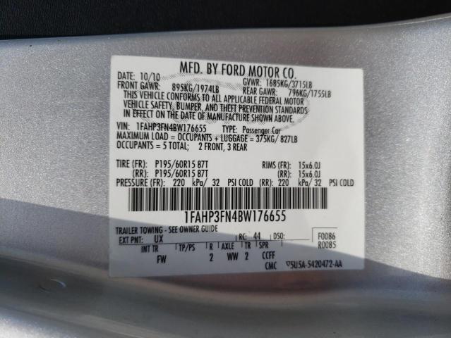 Photo 10 from auction – 2011 FORD FOCUS SE with VIN 1FAHP3FN4BW176655