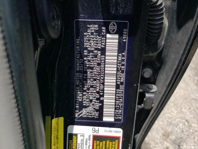 Photo 10 from auction – 2012 TOYOTA CAMRY BASE with VIN 4T1BF1FKXCU080499